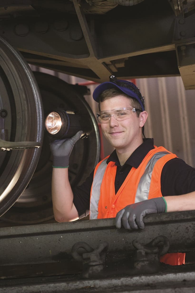 GTR engineer doing maintenance of a train